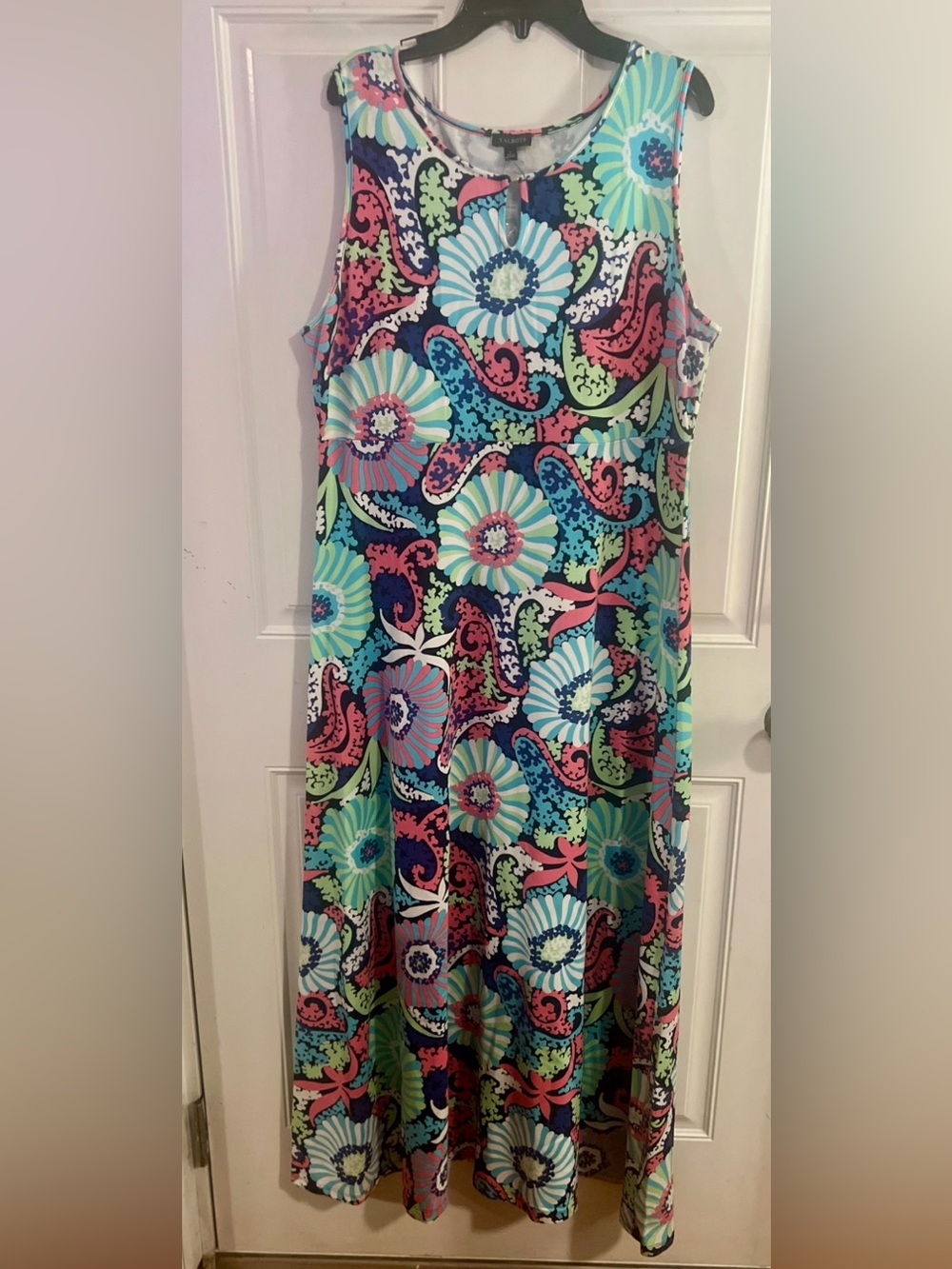Talbots Filigree Floral Jersey Sleeveless Midi Dress L NWT - Picture 2 of 8